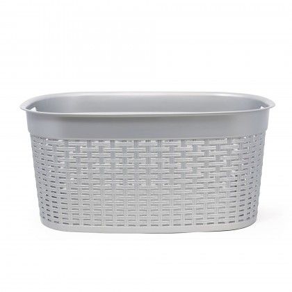Cesta Roupa Pl�stico Rattan Cinzento 44l 58X39X27cm
