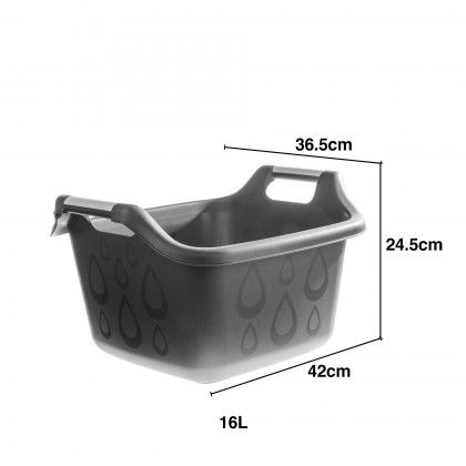 Bacia com Asas Quadralogic Quadrado Cinza 16l 36.5X42X24.5cm