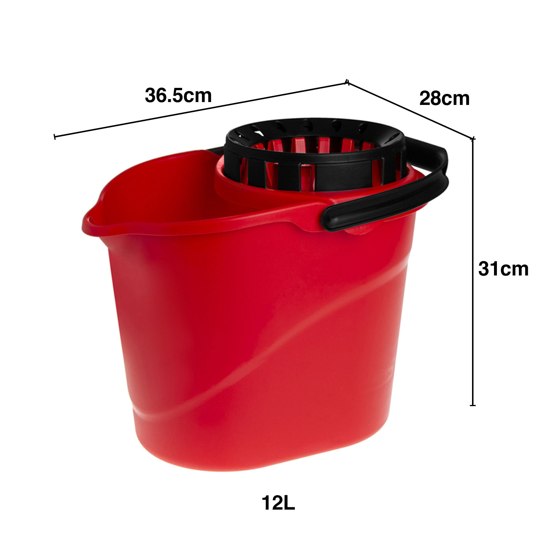 Balde com Espremedor Easydrip Oval Vermelho 12L 28X36.5X31cm