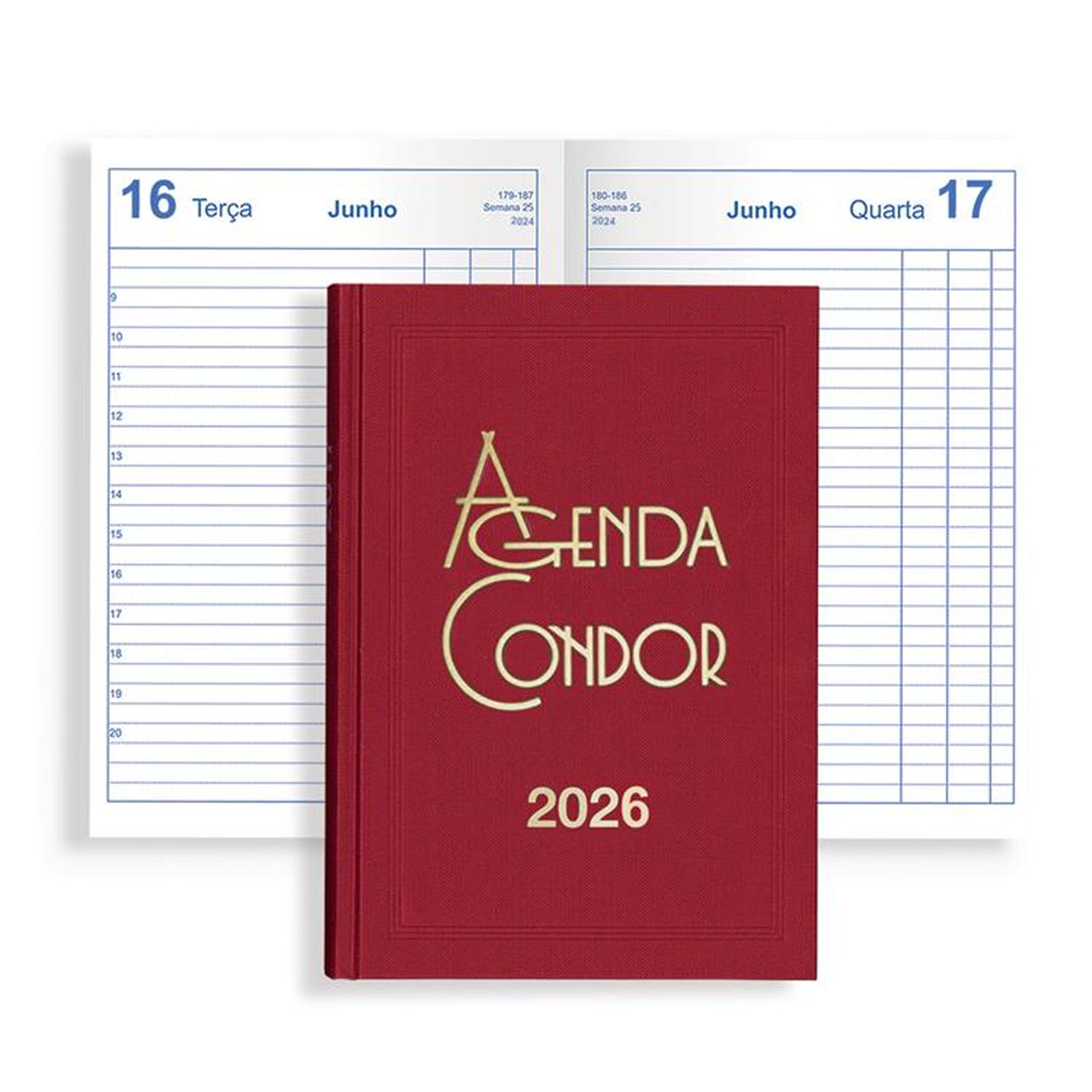 Agenda Diária Escritório 2026 Condor Vermelho 14X21cm