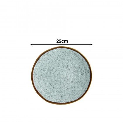 Prato Sobremesa Rustic Blend Turquesa 22X2.5cm
