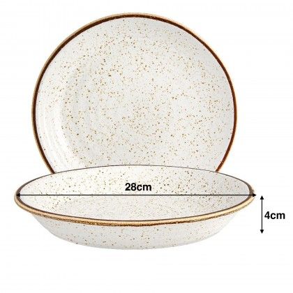 Prato Fundo Rustic Blend Branco 900ml 28X4cm