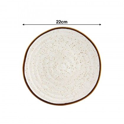 Prato Sobremesa Rustic Blend Branco 22X2.5cm