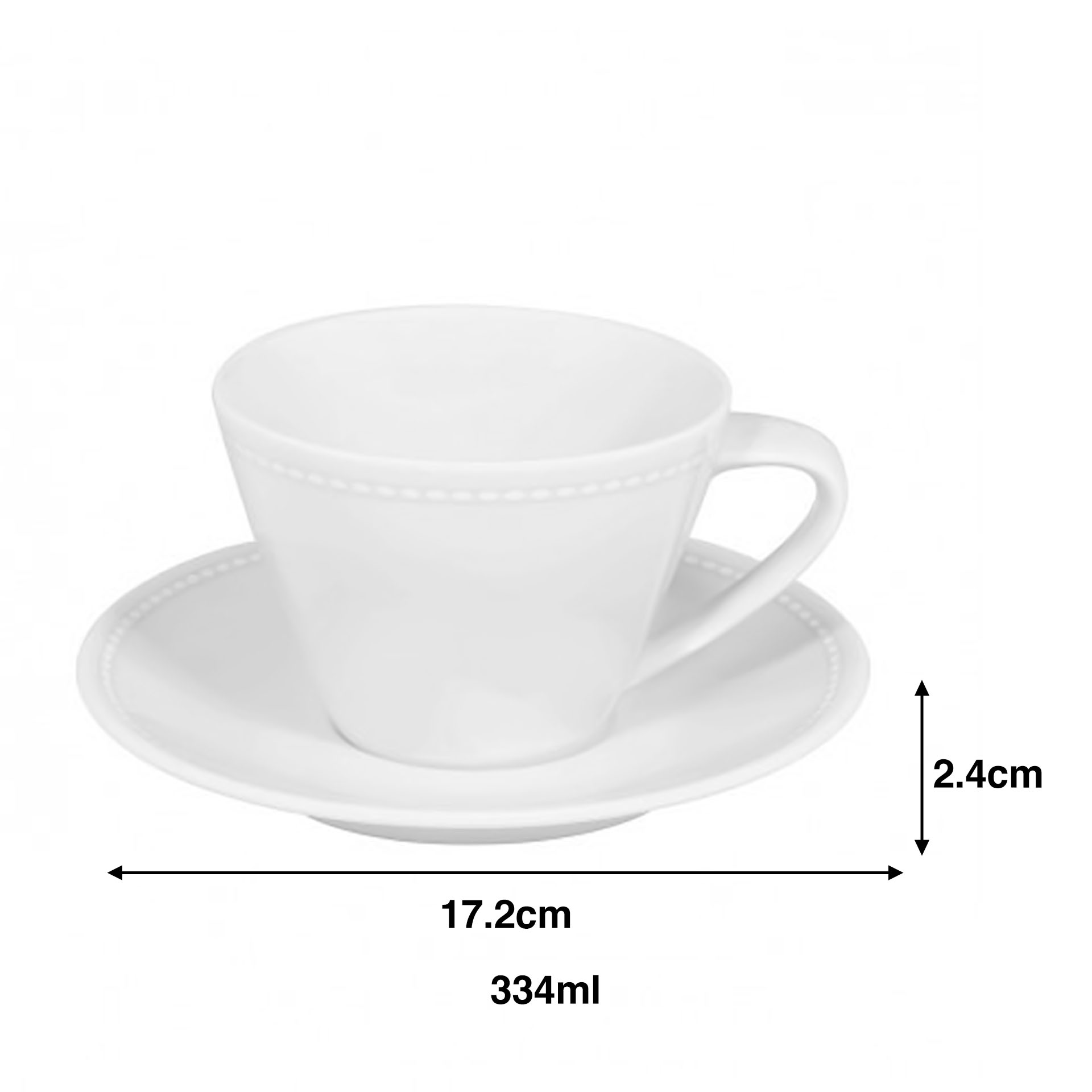 Chávena Pequeno Almoço Perla com Pires Lisa 334ml 17.2X2.4cm