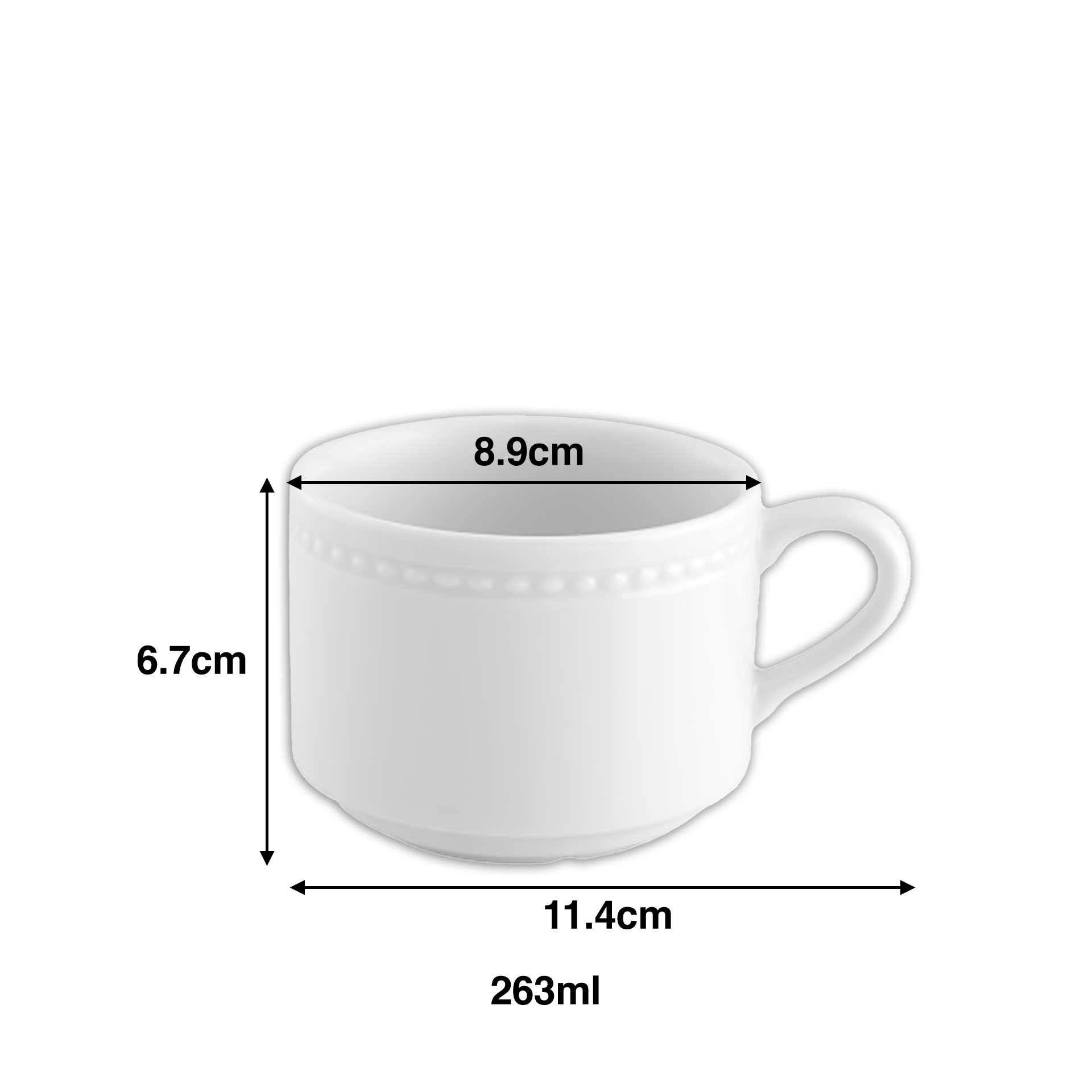 Chávena Pequeno Almoço Perla 263ml 11.4X8.9X6.7cm