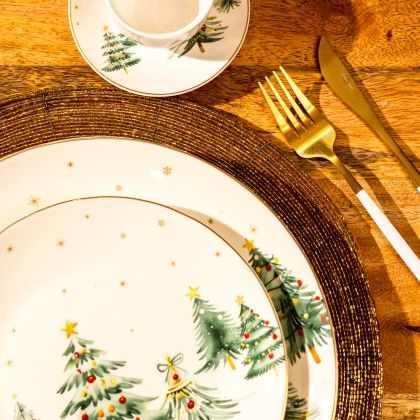 Servi�o Jantar Porcelana Pinheiros 18 Pe�as 49X13X28cm