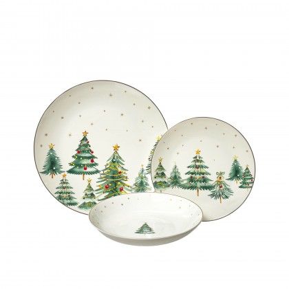 Servi�o Jantar Porcelana Pinheiros 18 Pe�as 49X13X28cm