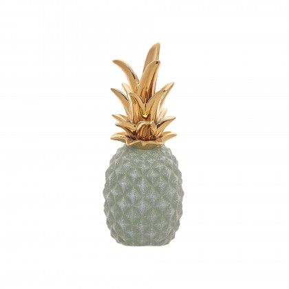 Anans Cermica Branco e Dourado Mdio 7.5X7.5X19cm