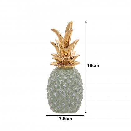 Anans Cermica Branco e Dourado Mdio 7.5X7.5X19cm