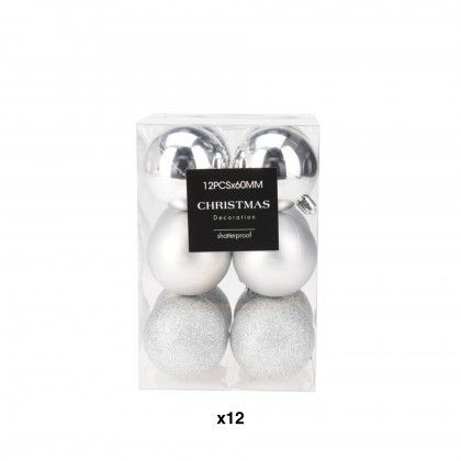 Bola Natal Prata 6cm Pack 12