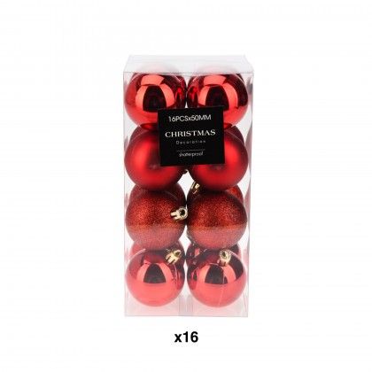 Bola Natal Vermelho 5cm Pack 16