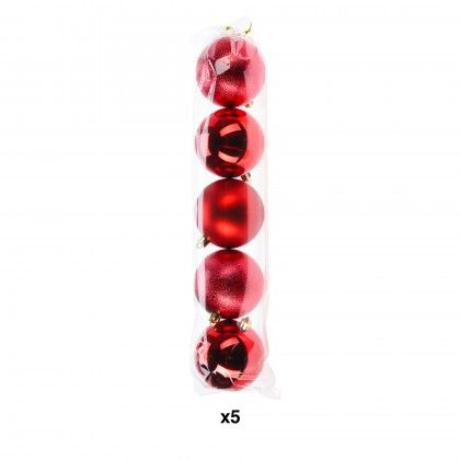 Bola Natal Vermelho 8cm Pack 5