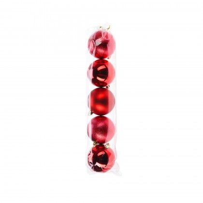 Bola Natal Vermelho 8cm Pack 5
