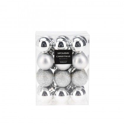 Bola Natal Prata 3cm Pack 24