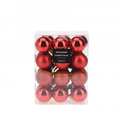 Bola Natal Vermelho 3cm Pack 25