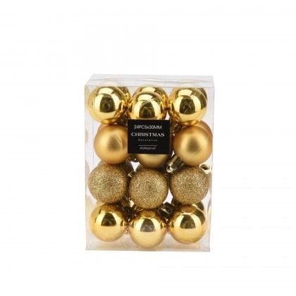 Bola Natal Dourado 3cm Pack 24