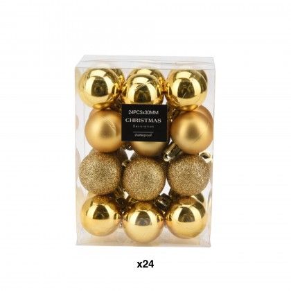 Bola Natal Dourado 3cm Pack 24