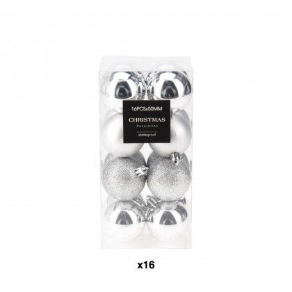 Bola Natal Prata 5cm Pack 16