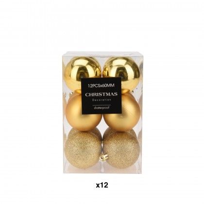Bola Natal Dourada 6cm Pack 12