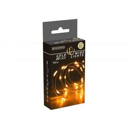 Grinalda Natal Fio Ouro 20 Led Luz Quente 95cm