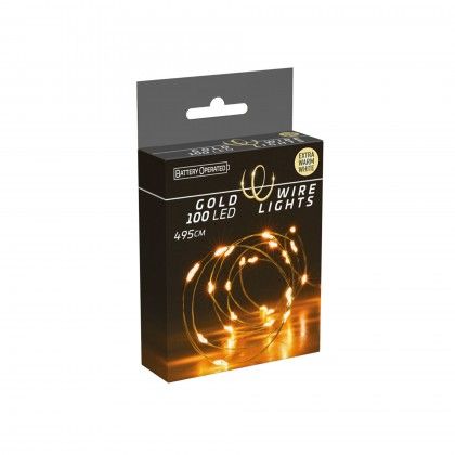 Grinalda Natal Fio Ouro 100 Led Luz Quente 495cm