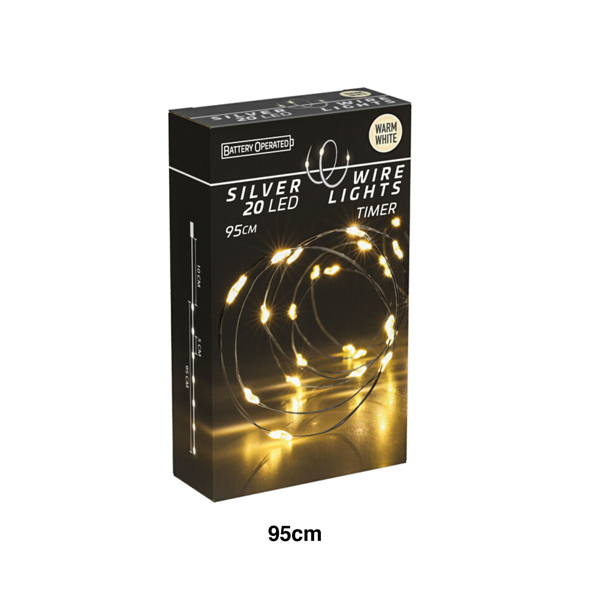 Grinalda Natal Fio Prata 20 Led Luz Quente 95cm