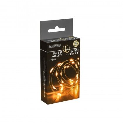 Grinalda Natal Fio Ouro 40 Led Luz Quente 195cm