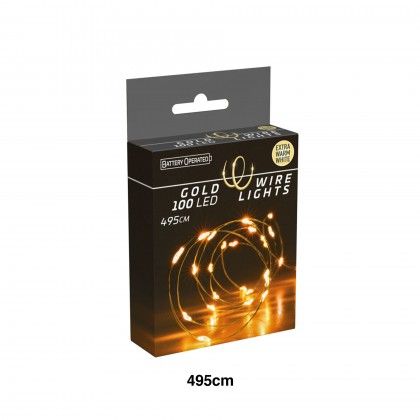 Grinalda Natal Fio Ouro 100 Led Luz Quente 495cm