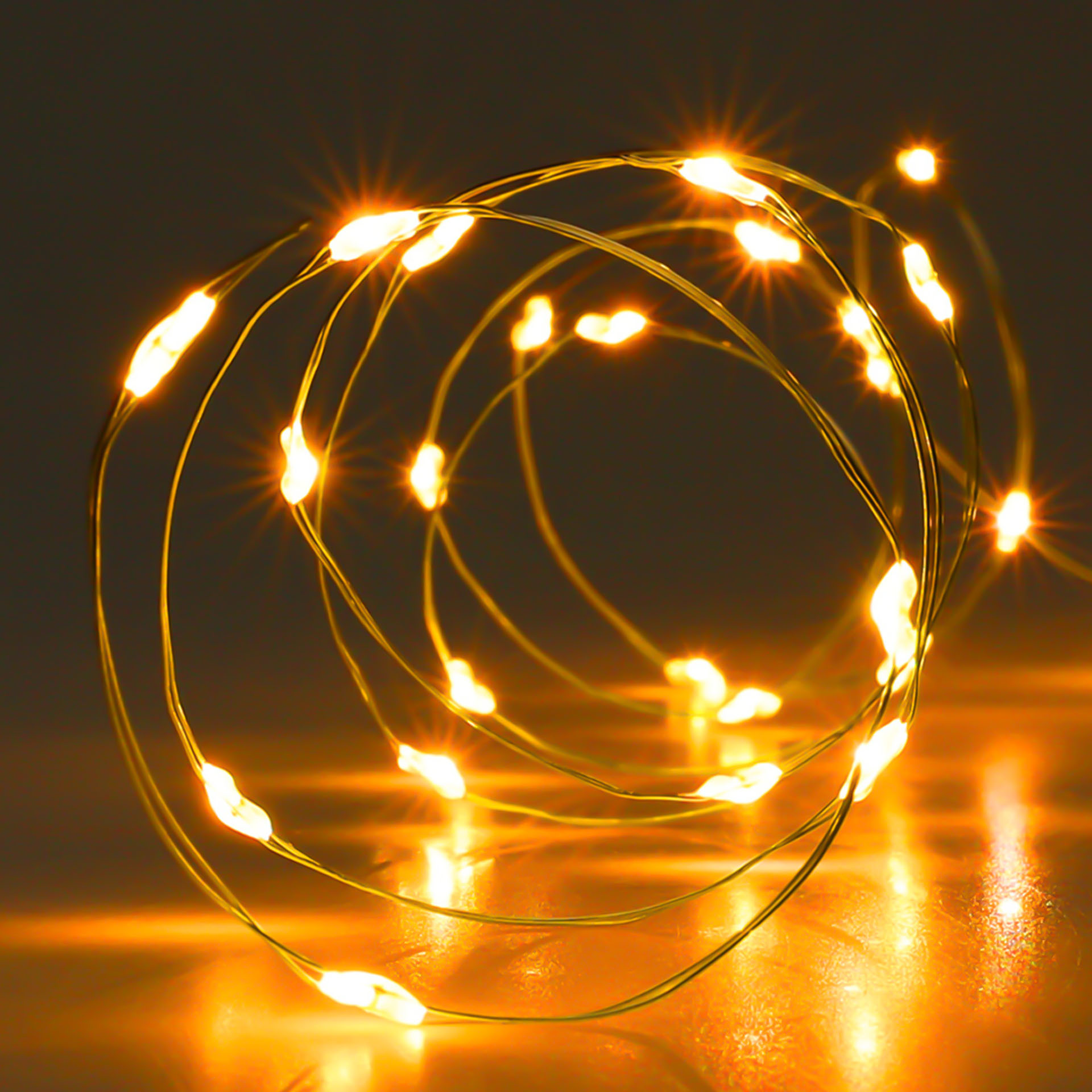 Grinalda Natal Fio Ouro 20 Led Luz Quente 95cm