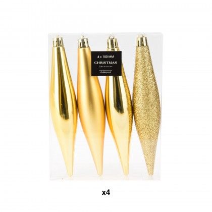 Pendente Natal Dourado Pack 4