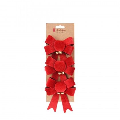 Lao Natal Veludo Vermelho 13cm Pack 3