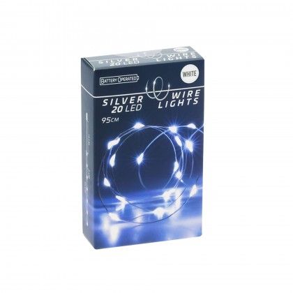 Grinalda Natal Fio Prata 20 Led Luz Branca 95cm