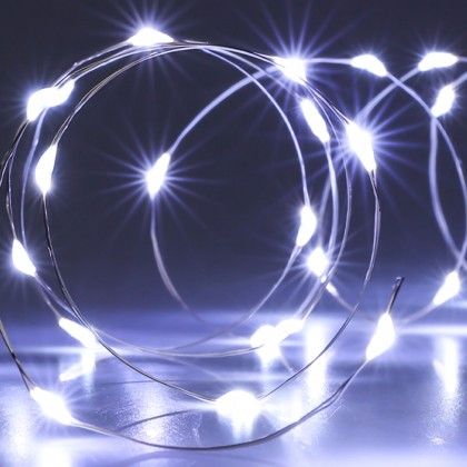 Grinalda Natal Fio Prata 20 Led Luz Branca 95cm