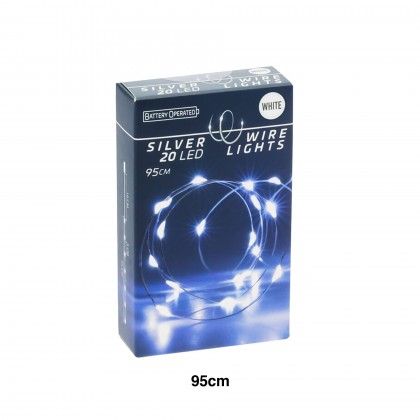 Grinalda Natal Fio Prata 20 Led Luz Branca 95cm Grinalda Natal Fio Prata 20 Led Luz Branca 95cm