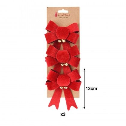 Lao Natal Veludo Vermelho 13cm Pack 3