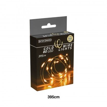 Grinalda Natal Fio Ouro 80 Led Luz Quente 395cm