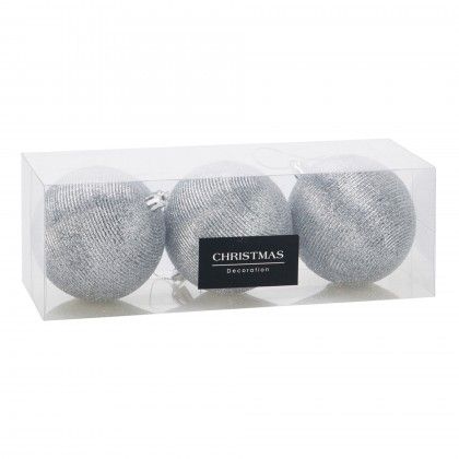 Bola Natal Prata 8cm Pack 3