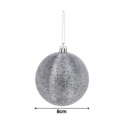 Bola Natal Prata 8cm Pack 3