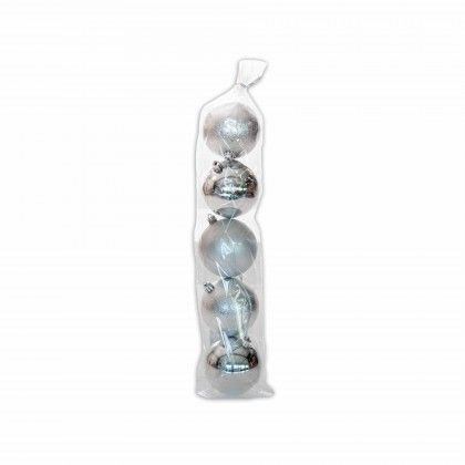 Bola Natal Prata 8cm Pack 5