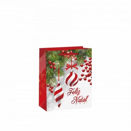 Saco Papel Natal Vermelho Presentes 18X10X23cm Saco Papel Natal Vermelho Presentes 18X10X23cm