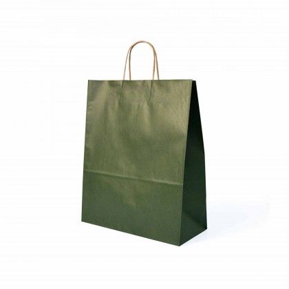 Saco Papel Asa Retorcida Kraft Verde 32X14X40cm