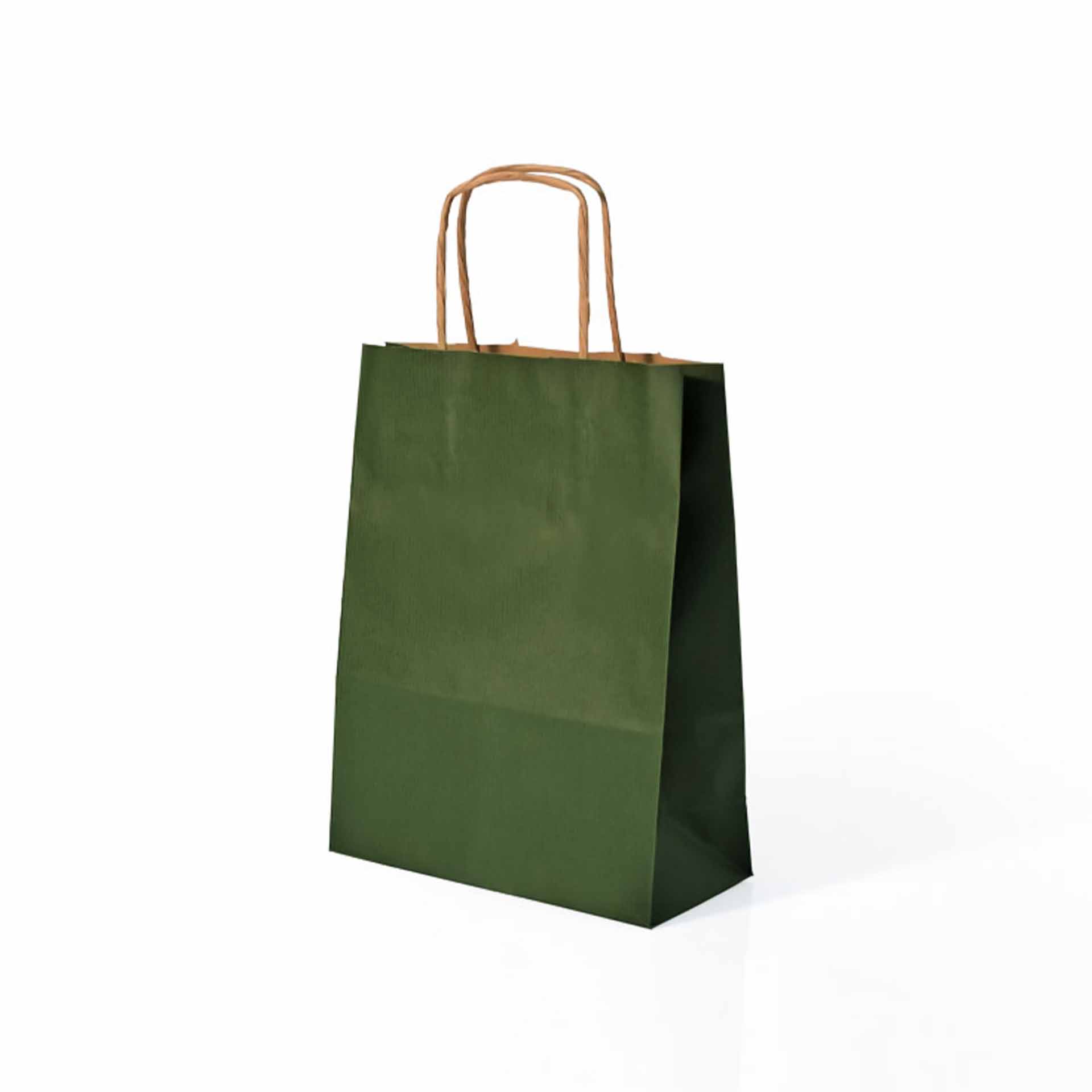 Saco Papel Asa Retorcida Kraft Verde 18X8X24cm