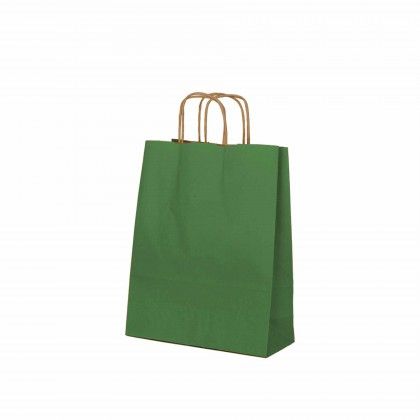 Saco Papel Asa Retorcida Kraft Verde 24X10X32cm Saco Papel Asa Retorcida Kraft Verde 24X10X32cm
