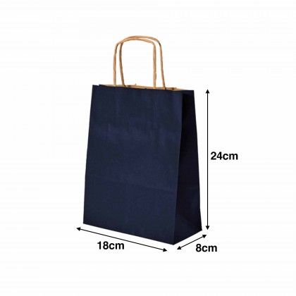 Saco Papel Asa Retorcida Kraft Azul Escuro 18X8X24cm Saco Papel Asa Retorcida Kraft Azul Escuro 18X8X24cm