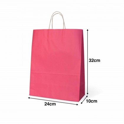 Saco Papel Asa Retorcida Rosa Bebé 24X10X32cm Saco Papel Asa Retorcida Rosa Bebé 24X10X32cm