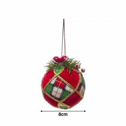 Bola Natal Tecido 8cm