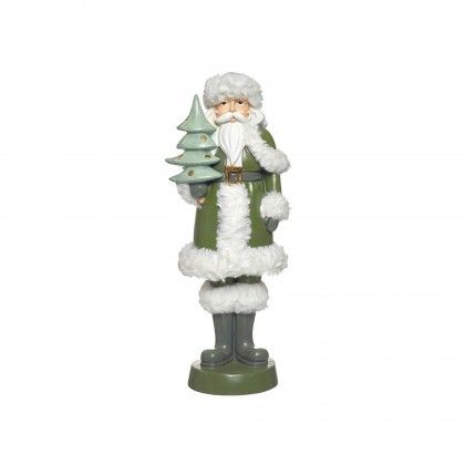 Pai Natal Poliresina Verde 13.5X11X37cm