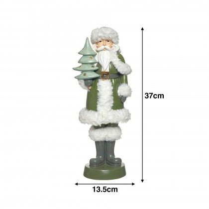 Pai Natal Poliresina Verde 13.5X11X37cm