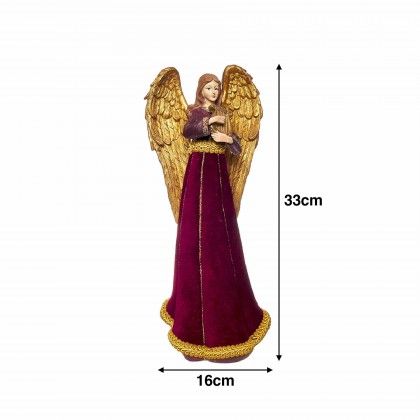 Anjo Poliresina Bord� e Dourado 16X15X33cm