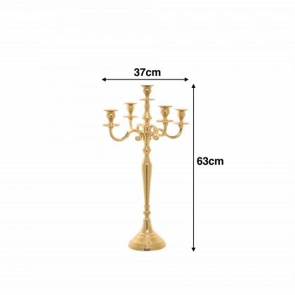 Casti�al Alum�nio 5 Bra�os Dourado 37X37X63cm